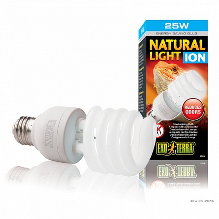 Энергосберегающая лампа (+ионизация) "EXO TERRA Natural Light ION" фирмы Hagen, мощность 25 Ватт на фото