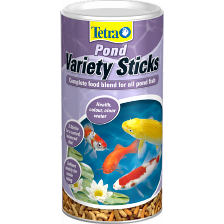 Гранулированный корм в виде палочек "TetraPond Variety Sticks" для прудовых рыб (1 литр)  на фото