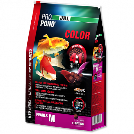 Гранулированный корм "ProPond Color M" для улучшенного окраса прудовых карпов Кои от 33 до 55см фирмы JBL (12 литров)  на фото