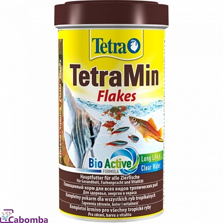 Корм Tetra Min Flakes для всех видов пресноводных рыб (500 мл), хлопья на фото