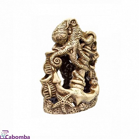 Декоративный элемент из керамики "Осьминог на якоре" фирмы Аква Лого (19x12x26 см) на фото