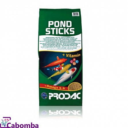 Корм гранулированный “Pondsticks” для карпов кои и других прудовых рыб фирмы Prodac (32 л/5 кг)  на фото