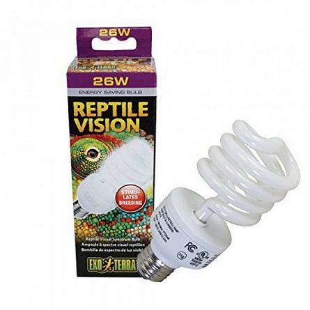 Энергсберегающая лампа для террариумов "Exo Terra Reptile Vision Compact " фирмы HAGEN, мощность 26 Ватт на фото
